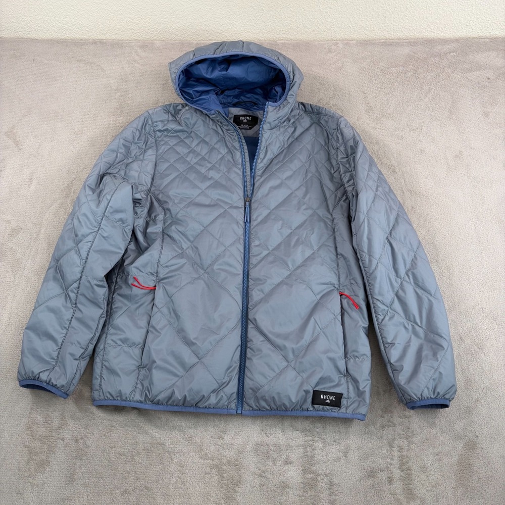 Rhone Tundra Quilted Hooded Jacket in‎ Grey Men XL Full Zip Pockets Puffer $228